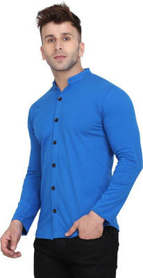 GEUM Men Solid Formal Blue Shirt