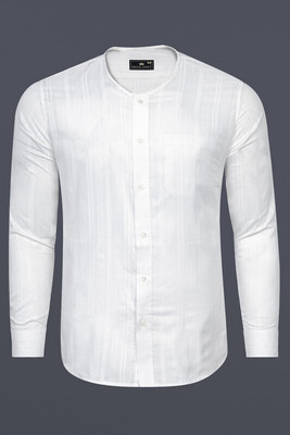 HOC Men Striped Formal White Shirt
