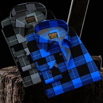 clinch fashion Men Checkered Casual Blue, Black Shirt