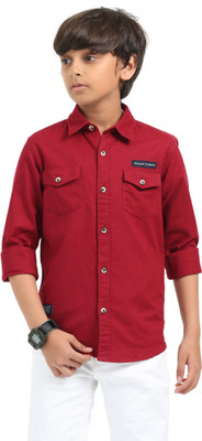 ROCKET SCIENCE Boys Solid Casual Red Shirt