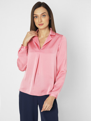 VERO MODA Women Solid Casual Pink Shirt