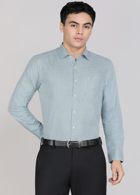 ARROW Men Checkered Formal Green Shirt