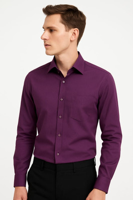 OFFICER CHOICE Men Solid Casual Purple Shirt
