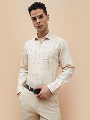 CODE by Lifestyle Men Checkered Casual Beige Shirt