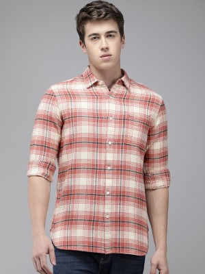 THE BEAR HOUSE Men Checkered Casual White, Black, Red Shirt