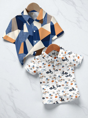 RAVYA TRENDZ Boys Printed, Striped Casual Multicolor Shirt