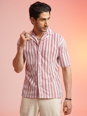 fitoda fashion Men Striped Casual Pink Shirt