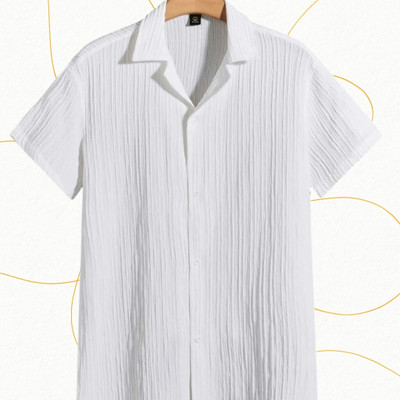 Dharamraj Fashion Men Self Design Casual White Shirt