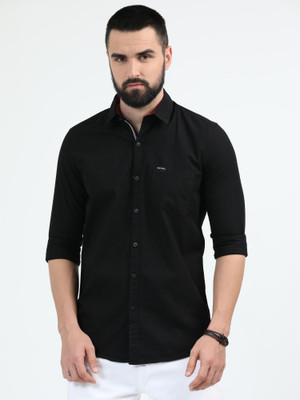 ROCKET SCIENCE Men Solid Casual Black Shirt