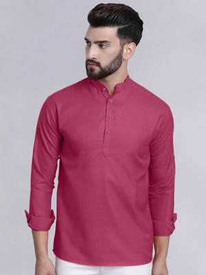 allan peter Men Solid Straight Kurta(Red)