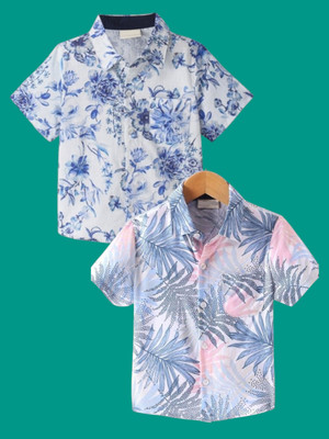 KILLER Boys Printed Casual Light Blue Shirt(Pack of 2)