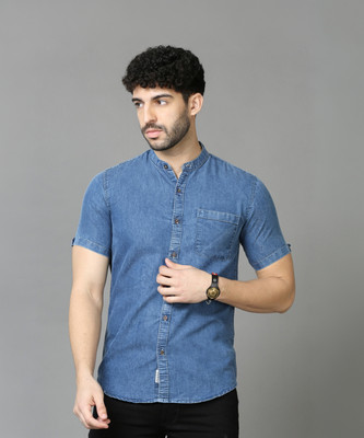 CHEEBA Men Solid Casual Blue Shirt