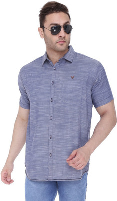 KUONS AVENUE Men Self Design Casual Blue Shirt