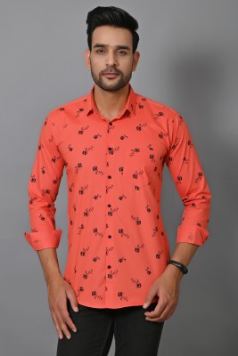 PROTOZONE Men Floral Print Casual Pink Shirt