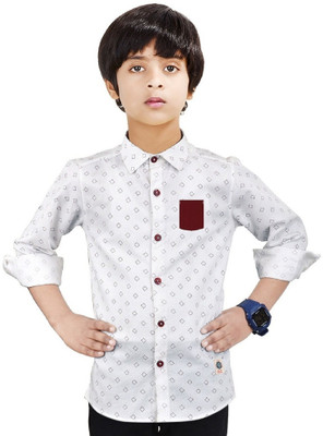 The Crane Boys Printed Casual White Shirt