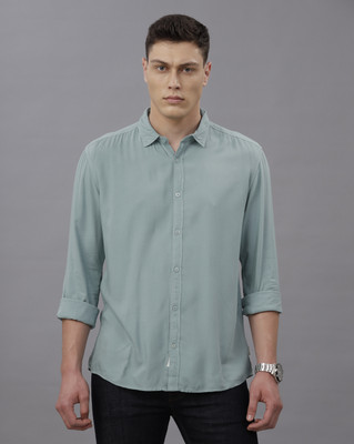 VOI JEANS Men Solid Casual Green Shirt