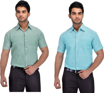 DESHBANDHU KHADI Men Solid Formal Multicolor Shirt(Pack of 2)
