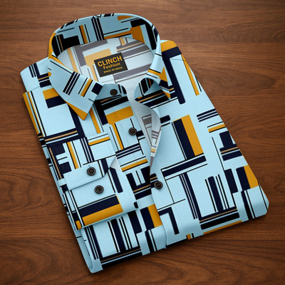 clinch fashion Men Striped Casual Black, Orange Shirt
