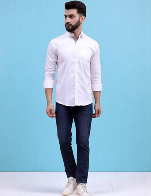 Laxmitextile Hubb Men Solid Casual White Shirt(Pack of 2)