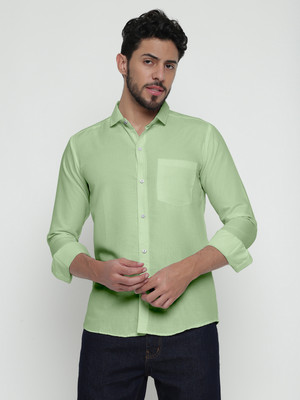 jinax Men Solid Formal Light Green Shirt