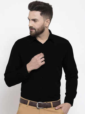 ISUEL FAB Men Solid Formal Black Shirt