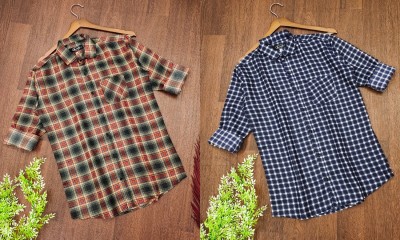 Anand Men Checkered Casual Multicolor Shirt(Pack of 2)