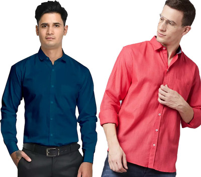 Modernity Men Self Design Casual Multicolor Shirt(Pack of 2)