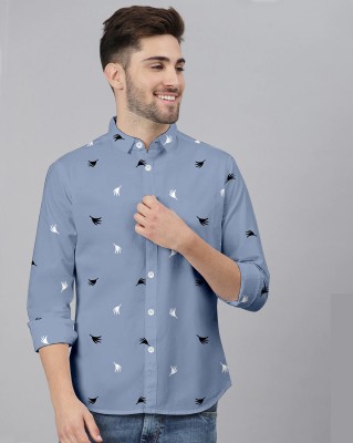 SAADIWALA Men Printed Casual Light Blue Shirt