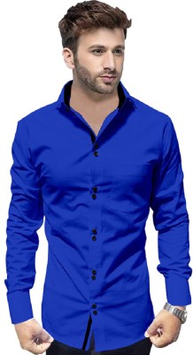 VTEXX Men Solid Casual Blue Shirt