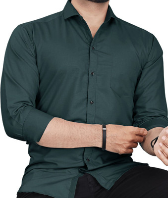 CLOSWIF CREATIONS Men Solid Casual Green Shirt