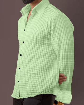 SATADHAR ENTERPRISE Men Self Design Casual Light Green Shirt