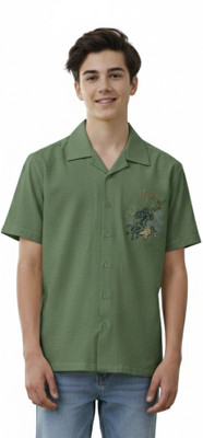 FABFARM Boys Solid Casual Light Green Shirt