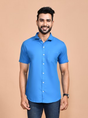 Urbany Men Solid Formal Blue Shirt
