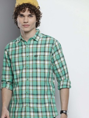 The Indian Garage Co. Men Checkered Casual Green Shirt