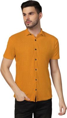 Blisstone Men Solid Casual Gold Shirt