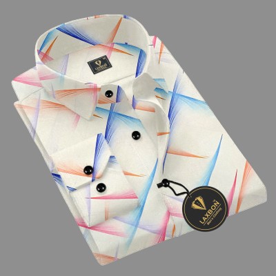 LAXBON Men Printed Casual White Shirt