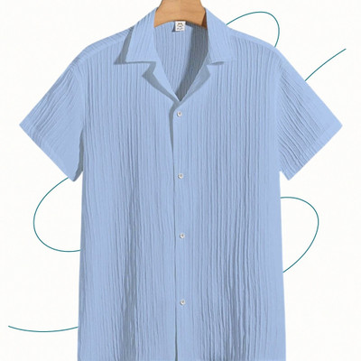 A Dearise Trend Men Self Design Casual Light Blue Shirt
