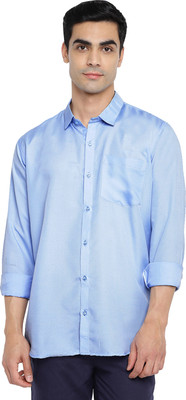 LYZOO FASHION Men Solid Casual Light Blue Shirt