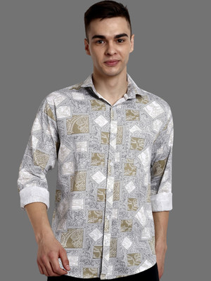 shardha enterprise Men Printed Casual White, Grey, Green Shirt