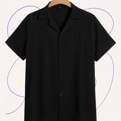 A Dearise Trend Men Self Design Casual Black Shirt