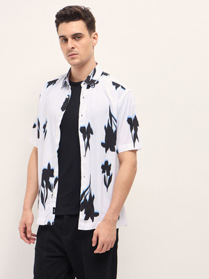 THE BEAR HOUSE Men Printed Casual White Shirt
