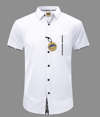 GAZZY CREATION Men Solid Casual White Shirt