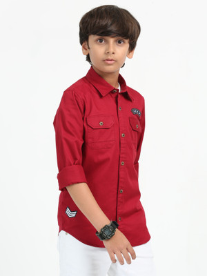 ROCKET SCIENCE Boys Solid Casual Red Shirt