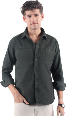 BEYOUNG Men Solid Casual Green Shirt