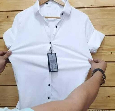 KR24ENTERPRISE Men Self Design Casual White Shirt