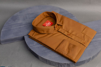 Surhi Men Solid Formal Orange Shirt