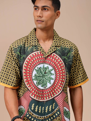 The Indian Garage Co. Men Printed Casual Green Shirt