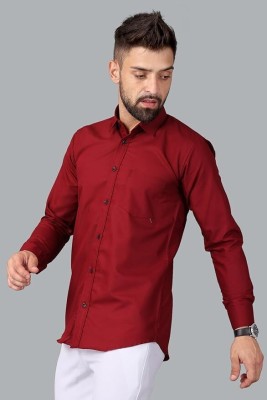 nymera Men Solid Formal Red Shirt