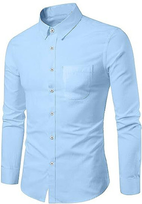 ISUEL FAB Men Solid Formal Light Blue Shirt