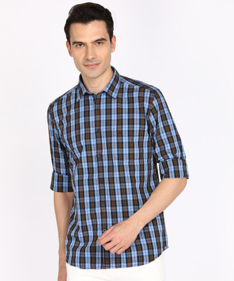 PARX Men Checkered Casual Blue Shirt